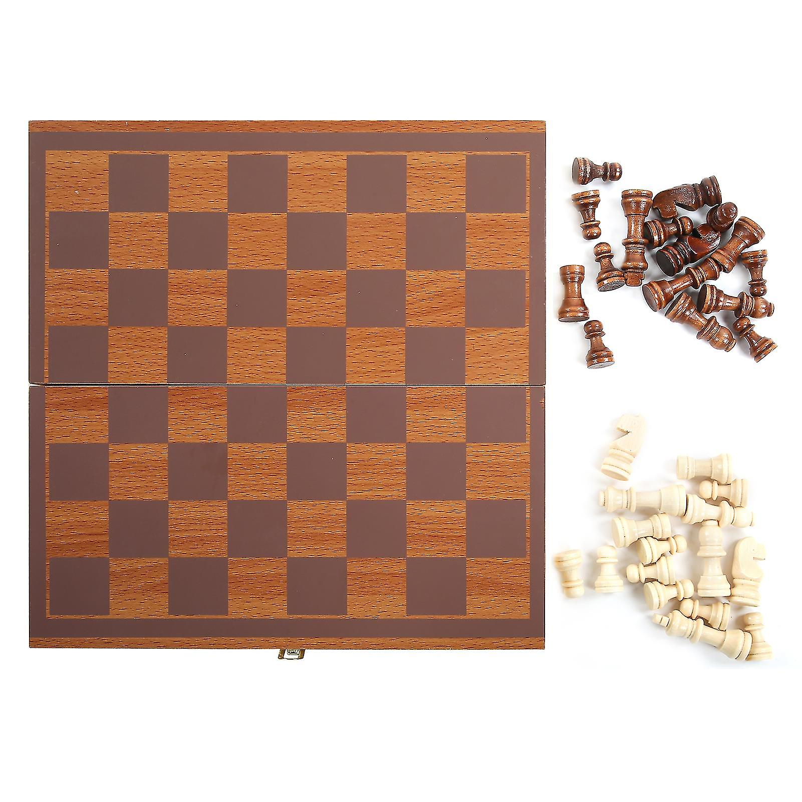 Foldable Wooden Chess Set with Chess Pieces - Tabletop Parent-Child Game
