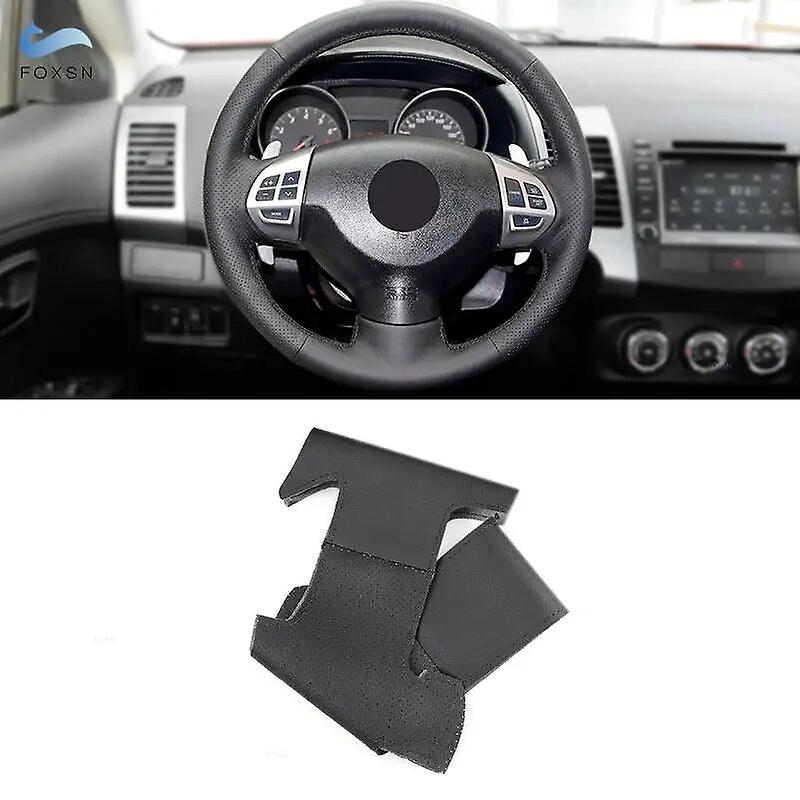 For Mitsubishi Lancer X 2007-2015 Outlander 2006-2013 Asx 2010-13 Pajero Sport 2008-2016 Car Steering Wheel Black Leather Cover