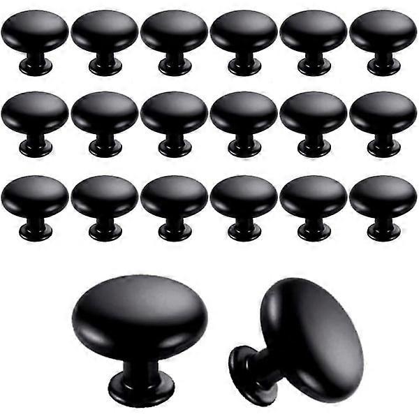 20pcs Door Knobs Drawer Knobs 30mm Vintage Handle Cabinet Cupboard Knobs for Kitchen Cabinets (Black) (FMY)