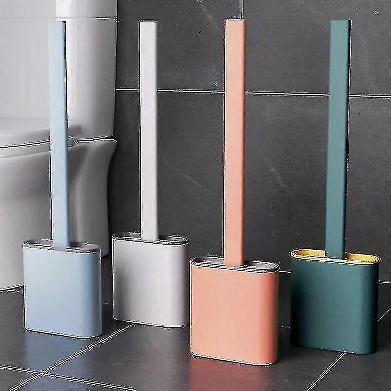 Silicone Toilet Brush Set With Brush Holder Wall-mounted Cleaning Brush