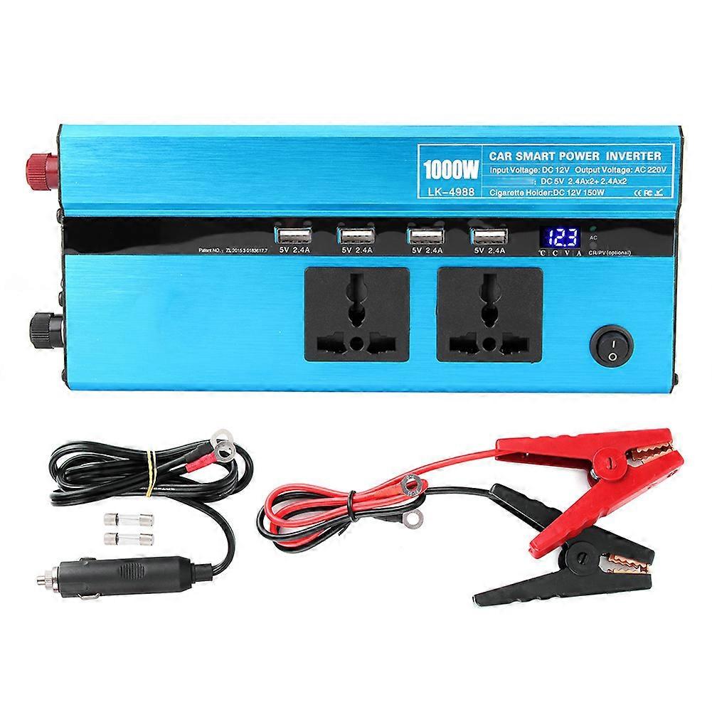 1000W Car Inverter Voltage Power Converter Transformer 4USB Charger 12V to 220V E2U611