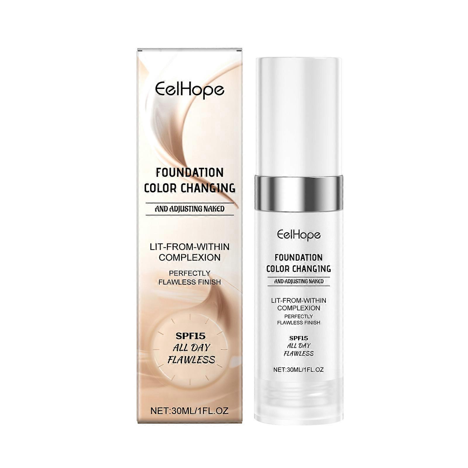 Foundation Color Changing, Colour Changing Liquid Foundation Hides Wrinkles & Lines, BB Cream Makeup Base Concealer Cover for All Skin Tone