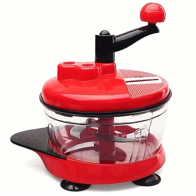 1pc, Food Gridner, Multi-Functional Manual Food Processor, Gralic Crusher, Hand-powered Crank Chopper, Mincer Blender With Clear Container, For Vegeta