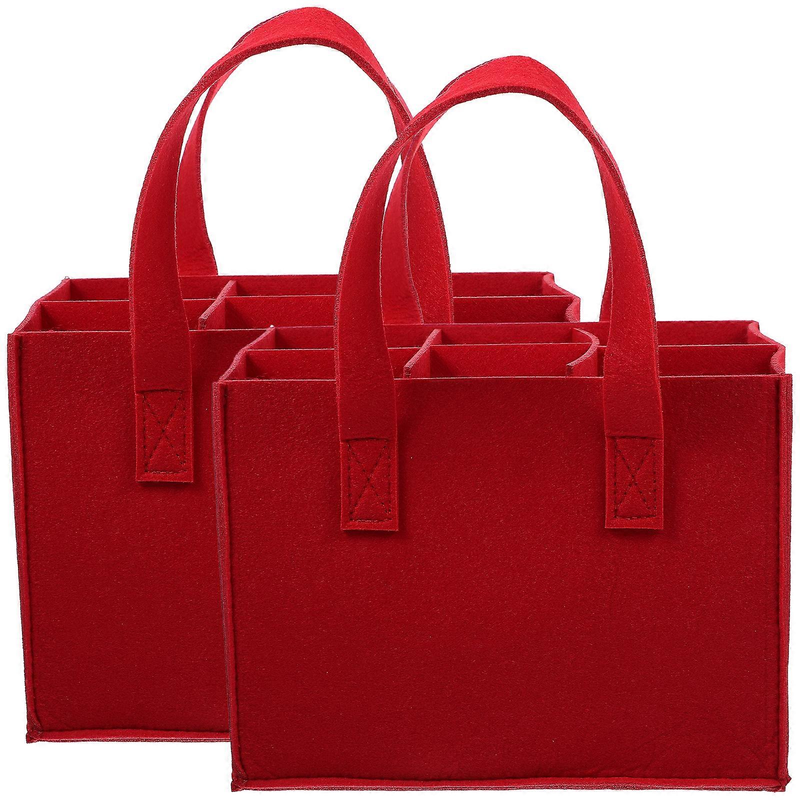 2Pcs 병 캐리어 백 휴대용 6 구획 와인 저장 토트 백 샴페인 백