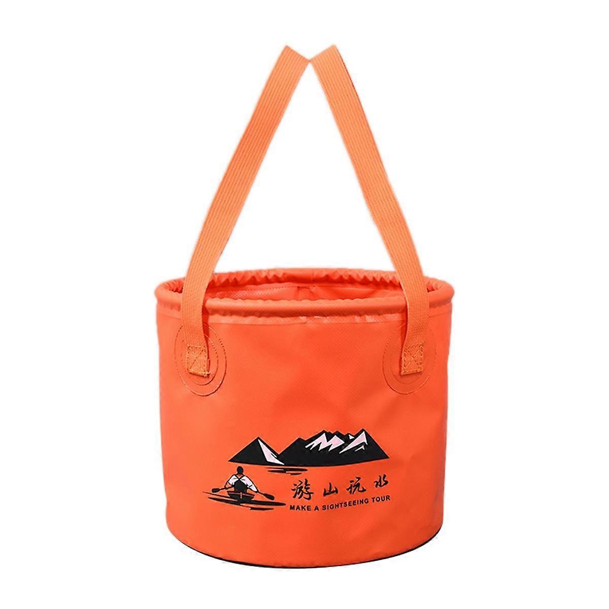 Foldable Bucket with Handle for Camping Fishing Hiking, Foldable Water Container Handbag,Portable Foldable Red