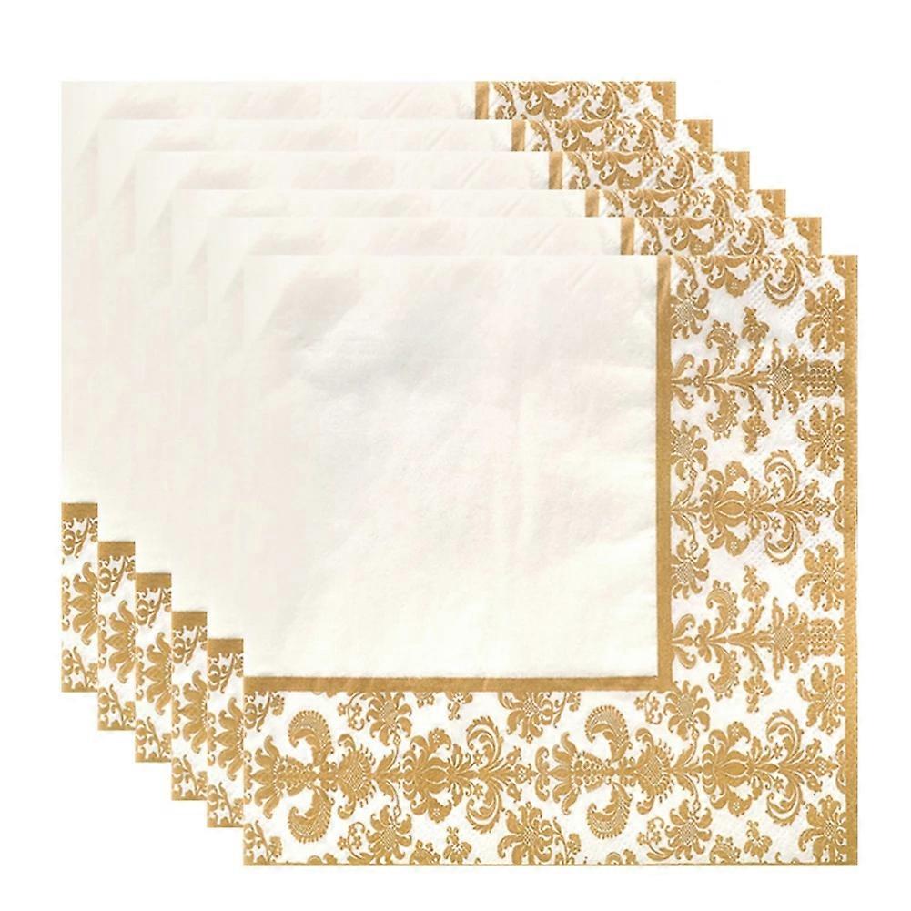 100Pcs χρυσό εκτύπωσης μίας χρήσης χαρτί υγείας τυπωμένες χαρτοπετσέτες για το εστιατόριο και το ξενοδοχείο (Golden + Whi