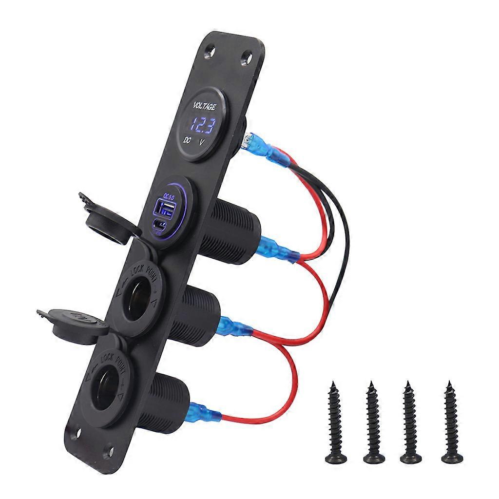  Vehicle Voltmeter Panel with QC3.0 Charging Port PD 45W Fast Charging Socket