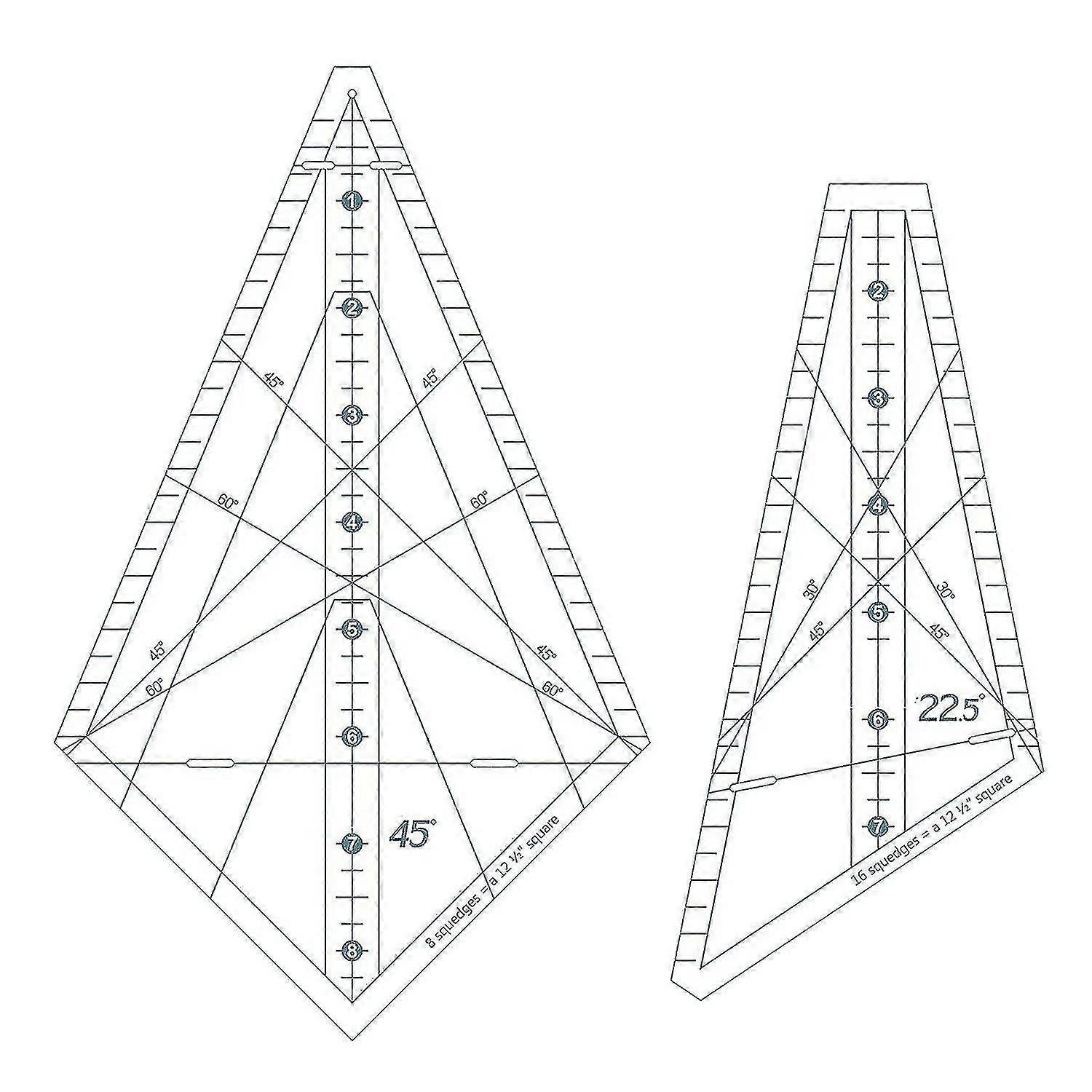 Art Ruler Squedge 22.5 Template Sewing Tool Patchwork Ruler Clear Acrylic Q