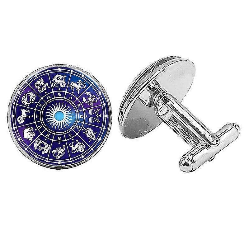 ホットジュエリーカフスボタン12星座クリエイティブガラス凸メンズSカフスギフト高級フレンチシャツスリーブネイル