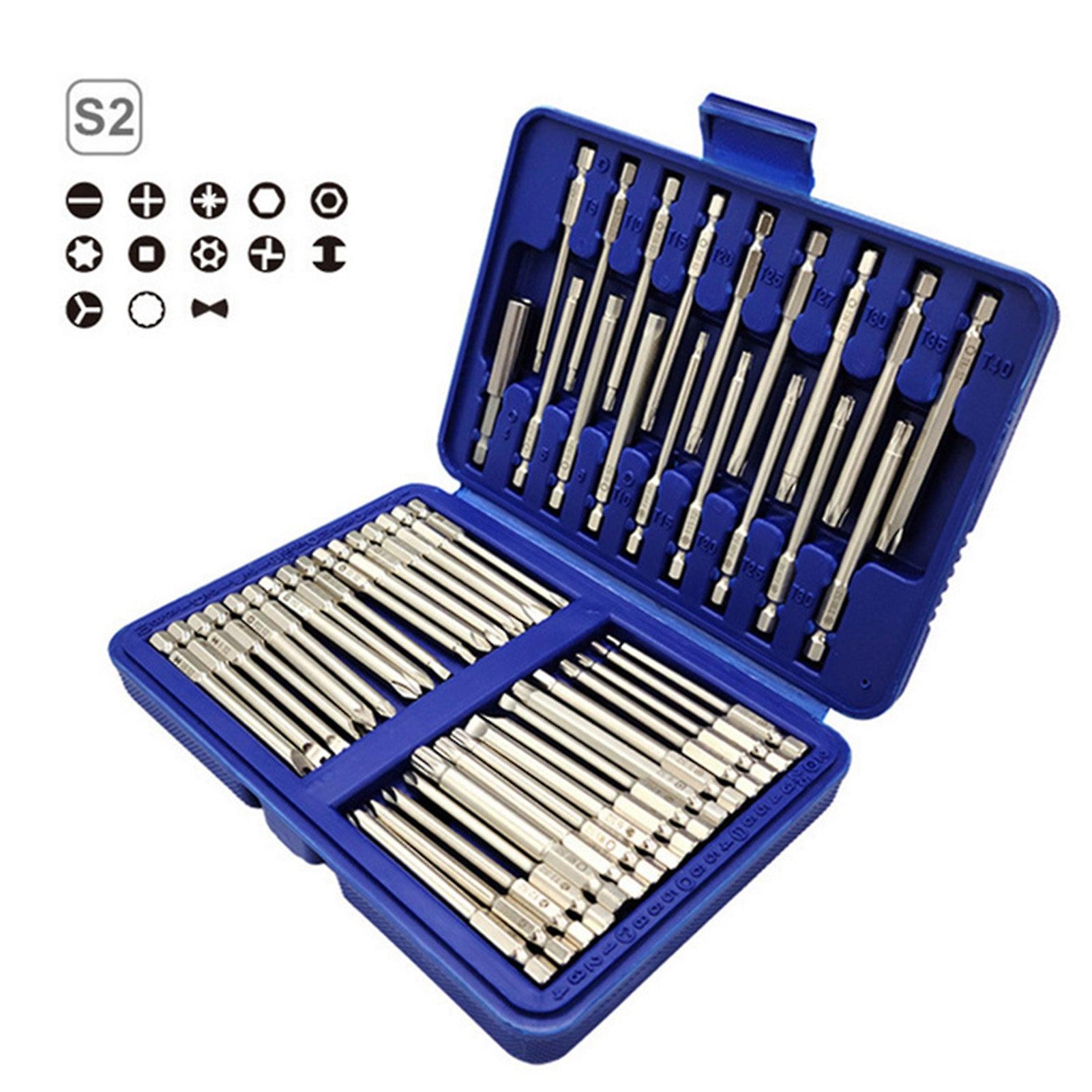 50Pcs 75mm Long Screwdriver Bits Set Bit Holder Various Shapes Electric Screwdriver Drill Bits Kit With Storage Box