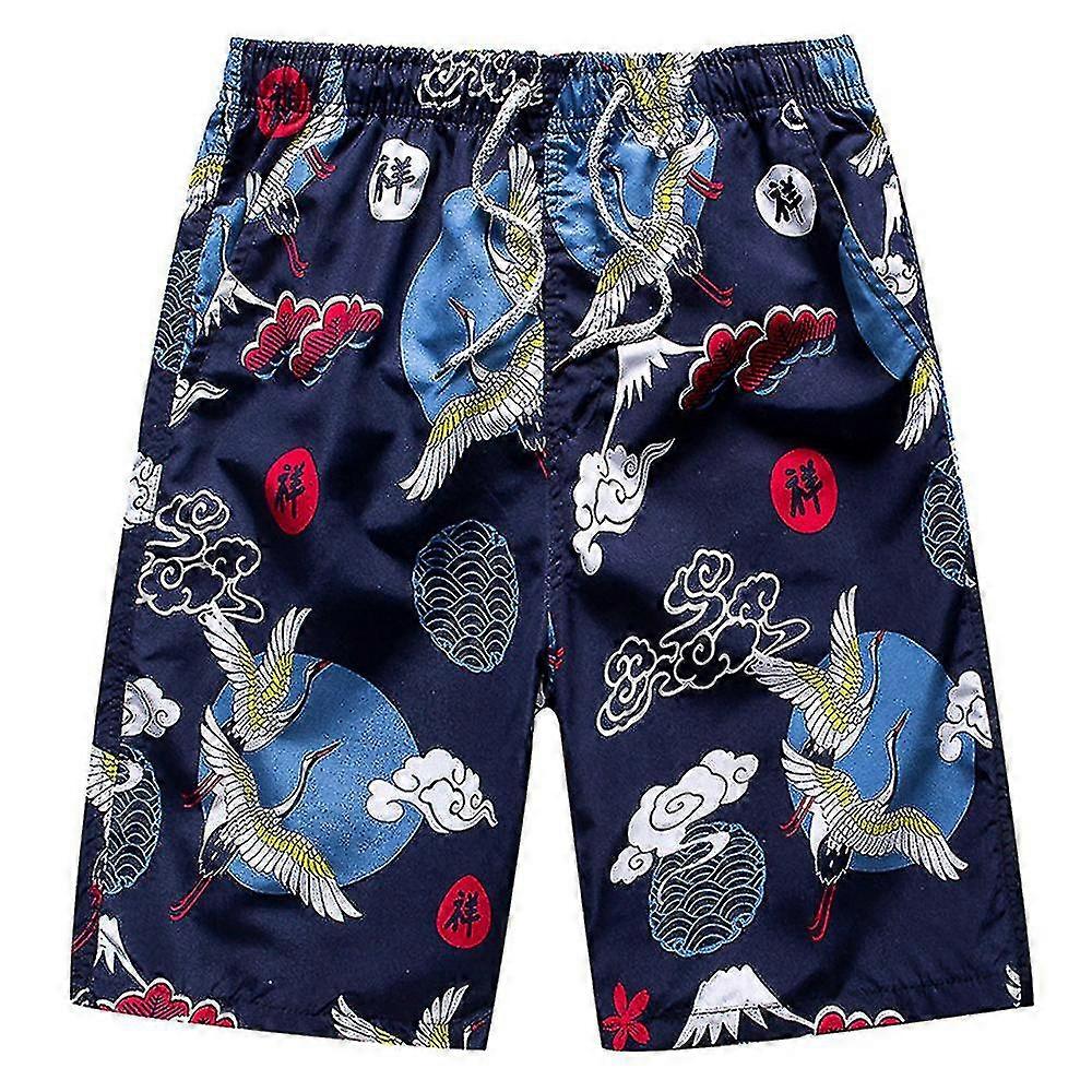 hmwy-men's bird print beach shorts