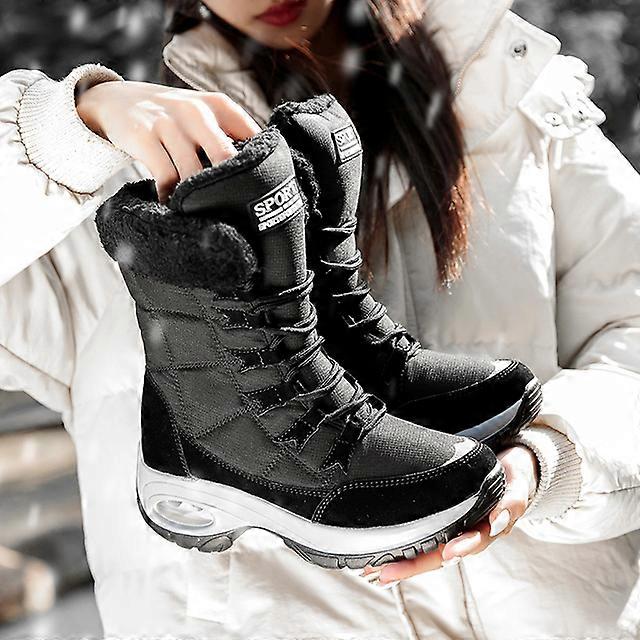 Botas femininas de inverno, mantenha-se aquecido, botas de neve de cano médio de qualidade, com cadarço, botas confortáveis e impermeáveis, para mulheres