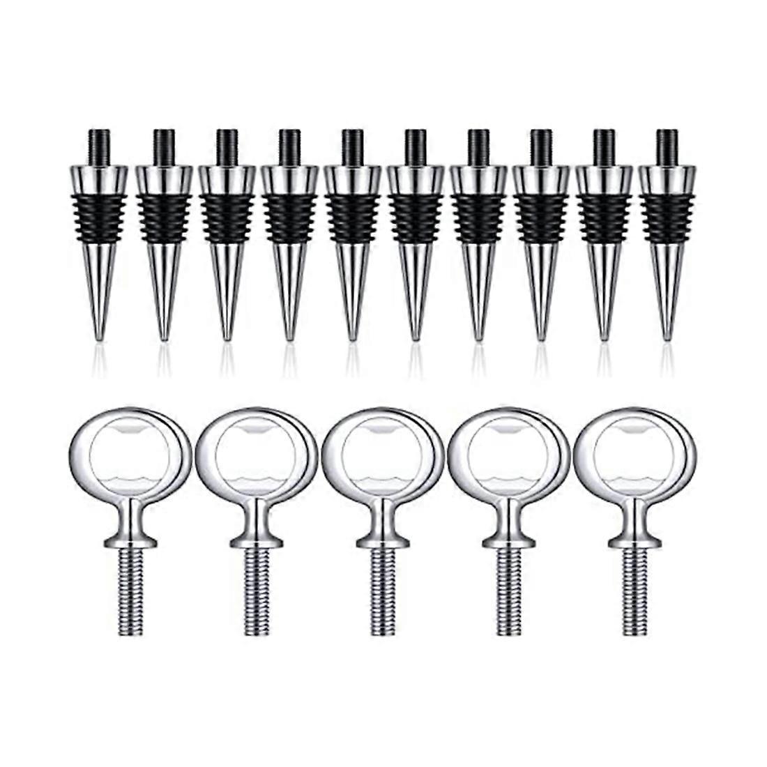 10Pcs Wine Stopper and 5Pcs Blank Bottle Opener Bottle Opener Inserts Set Hardware for Wedding Part