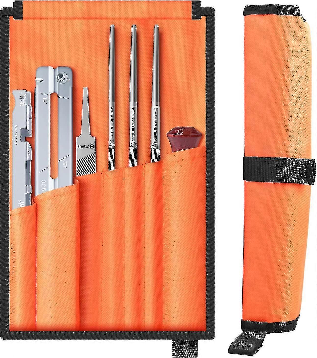 7 Stuks Kettingzaag Slijper, Slijpketting Met 5/32 3/16 7/32 Ronde Vijl, Gids, Platte Vijl, Naaldvijlen, Handvat, Meter En Opslag-YUHAO