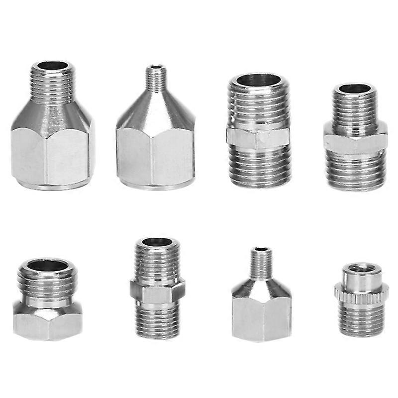 8 Pieces Airbrush Flexible Adapter Fitting Connector Set For Compressor And Airbrush Hose