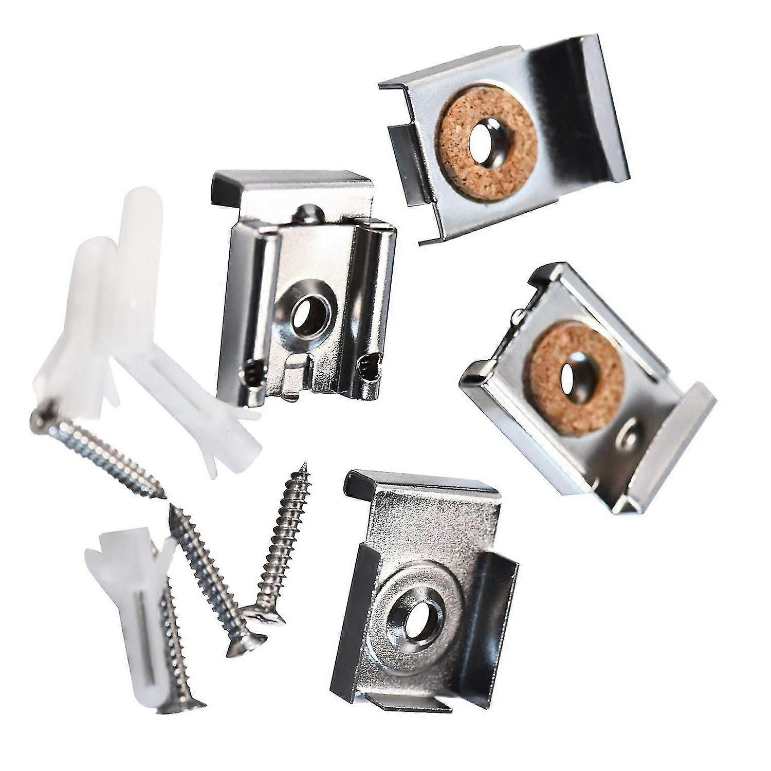 2 Sets (8 Pieces) Spring Loaded Mirror Hanger Clips Set Unframed Mirror Mount Cl