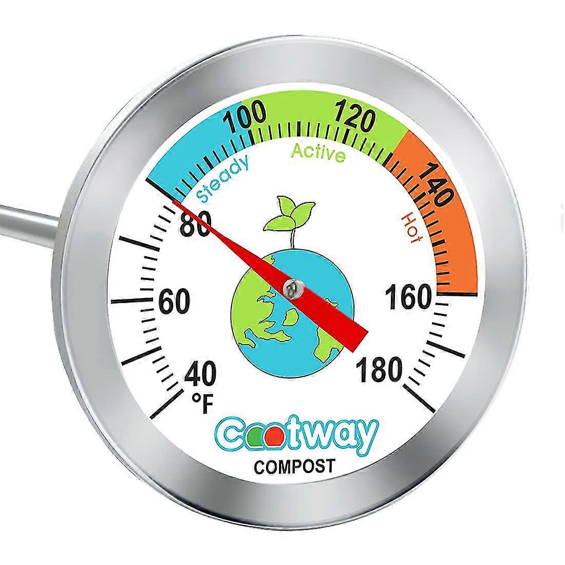 Compost Thermometer, Backyard Compost Thermometer 5" Stem Long, 2 Inch Dial Soil Thermometer, Easy Reading & Accurate, 40-180 Degrees F