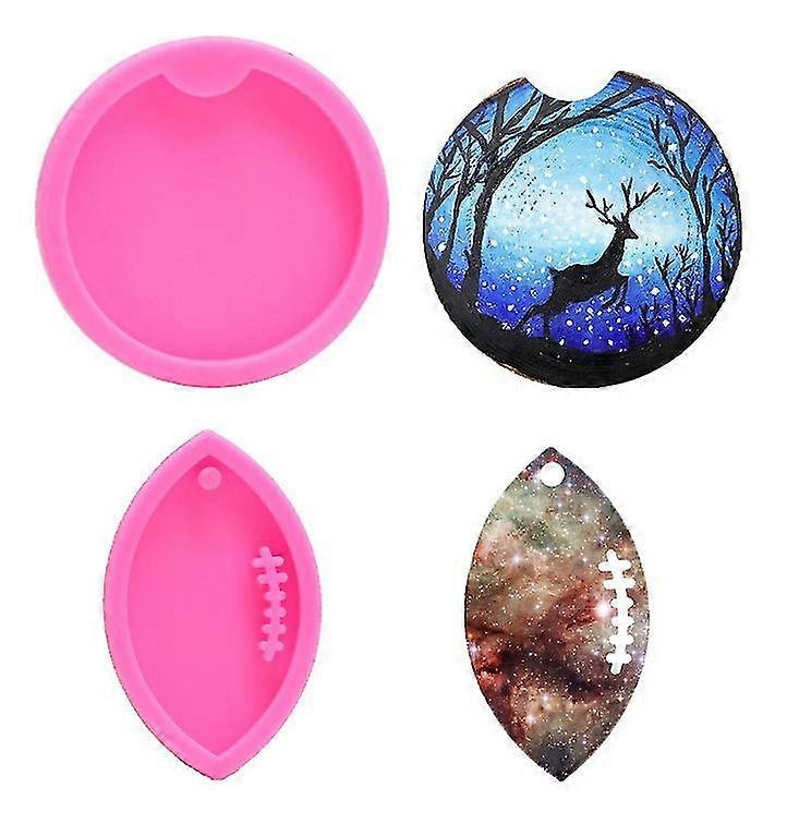 Yaju Silicone Resin Mold Keychain Pendant Mold Chocolate Biscuit Fondant Silicone Mold (6pcs)