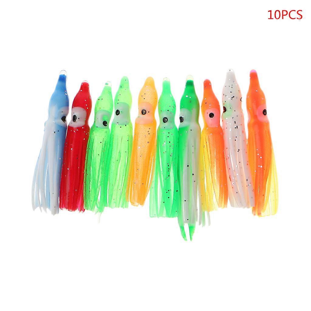 10Pcs Plastik Angeln Köder Tintenfisch Rock Trolling Oktopus weicher Köder Köder