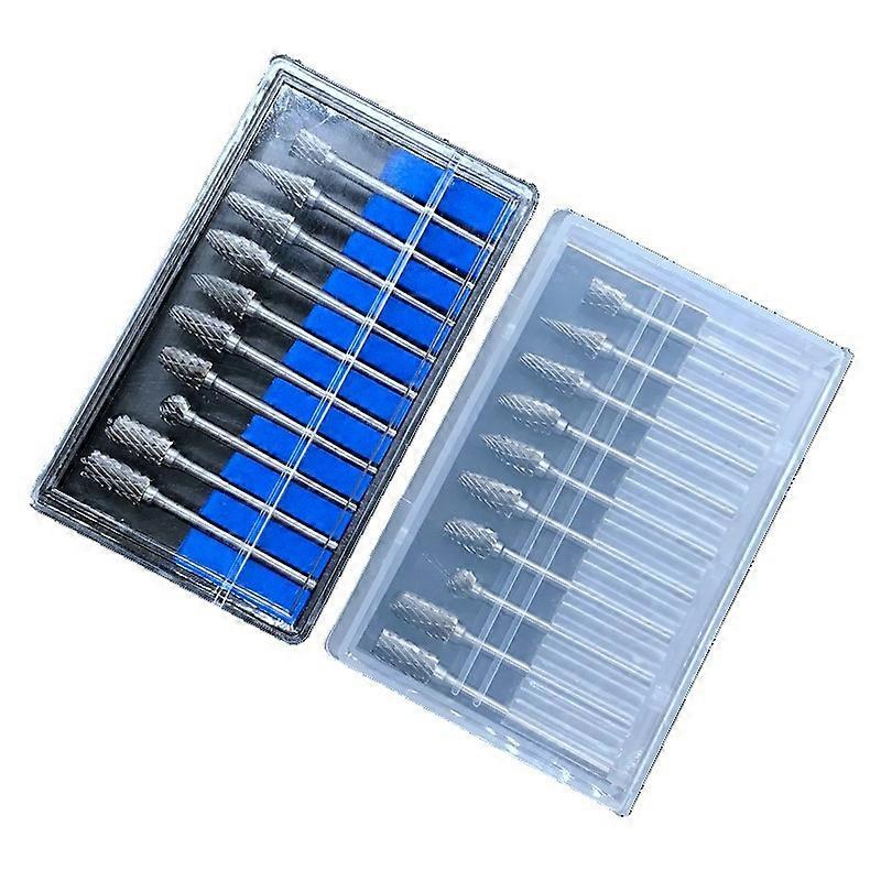 Rotary Burr Set,10pcs Tungsten Carbide Rotary Burrs Set Double Cut Points Files Grinder Cutter Fit Rotary Tool for Engraving Wood Working Carving Poli