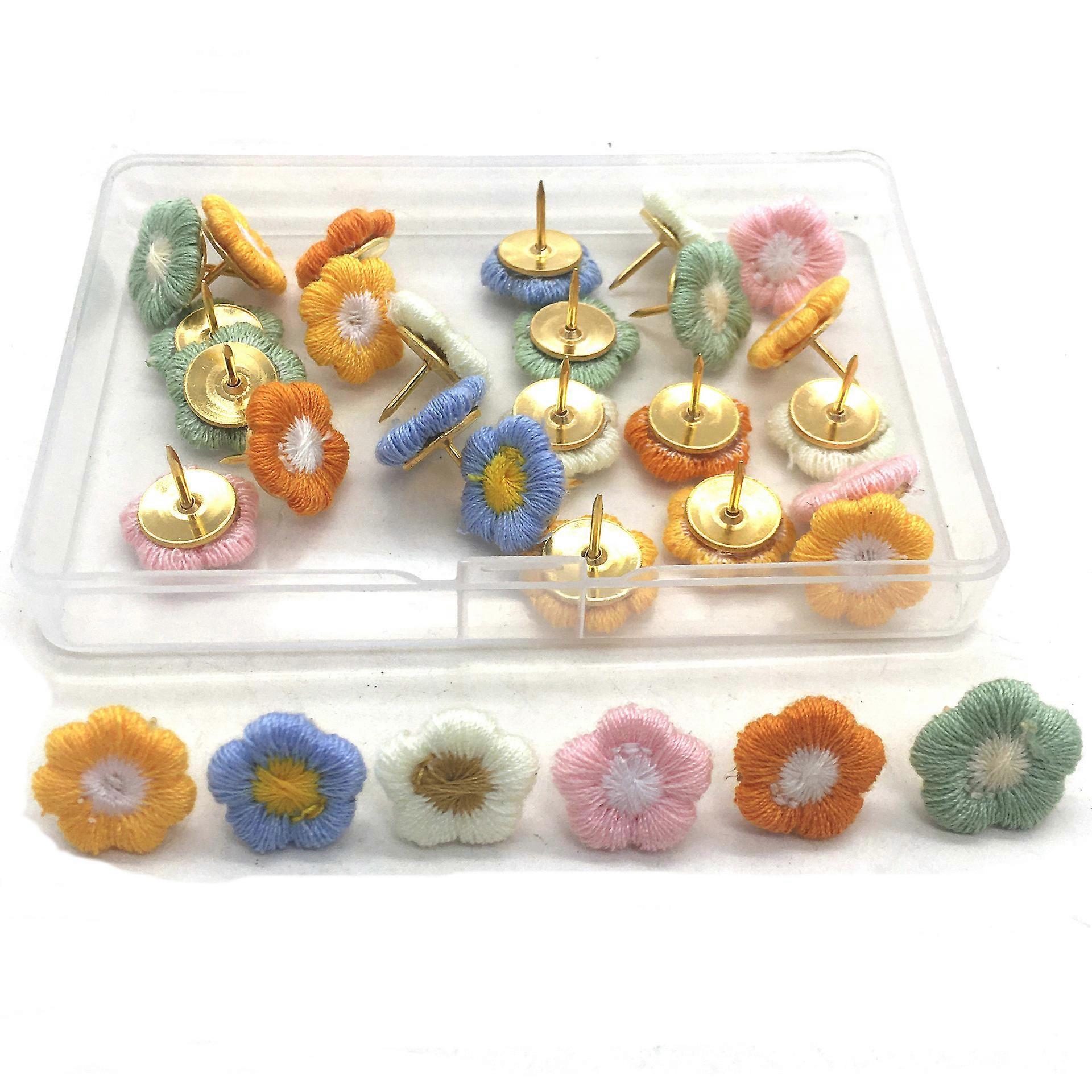 30pcs Flower Push Pins Decorative Push Pins Wall Push Pins for Map Cork Board Photo Display(6 color)