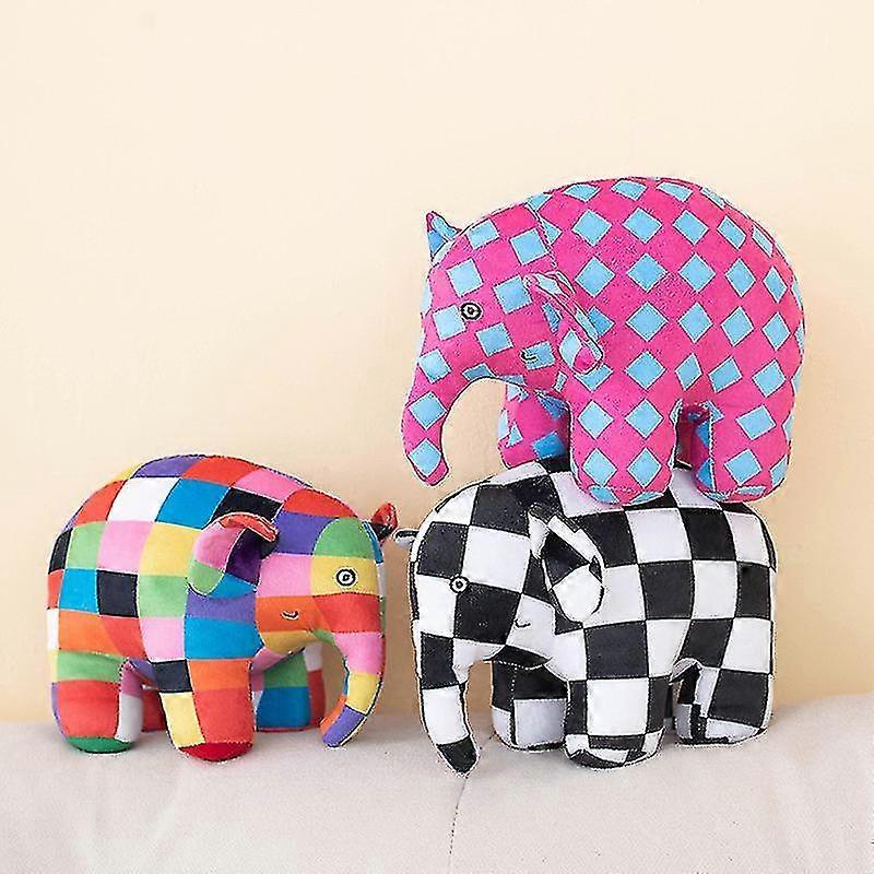 30cm Kawaii Anime Elmer The Elephant Figure Plush Doll Carino Cartoon Plaid Elephant Emma Peluche Giocattolo Bambini Regalo di Natale 1