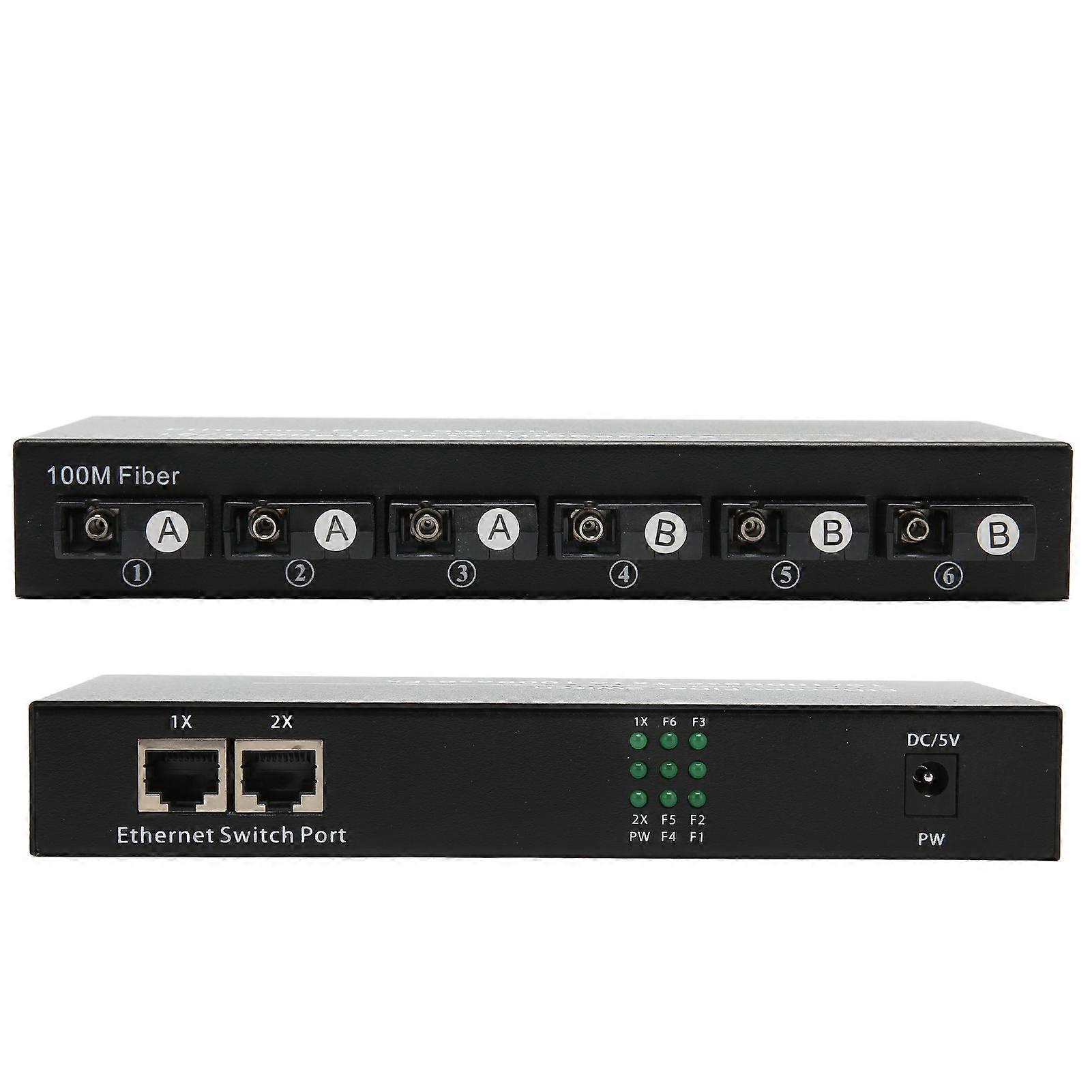 Tx1310nm RX1550nm Ethernet Fiber Switch 6 Optical Port 2 Electrical Port Up To 25km RJ45 Port Fiber Transceiver 100?240V EU Plug YEMMA