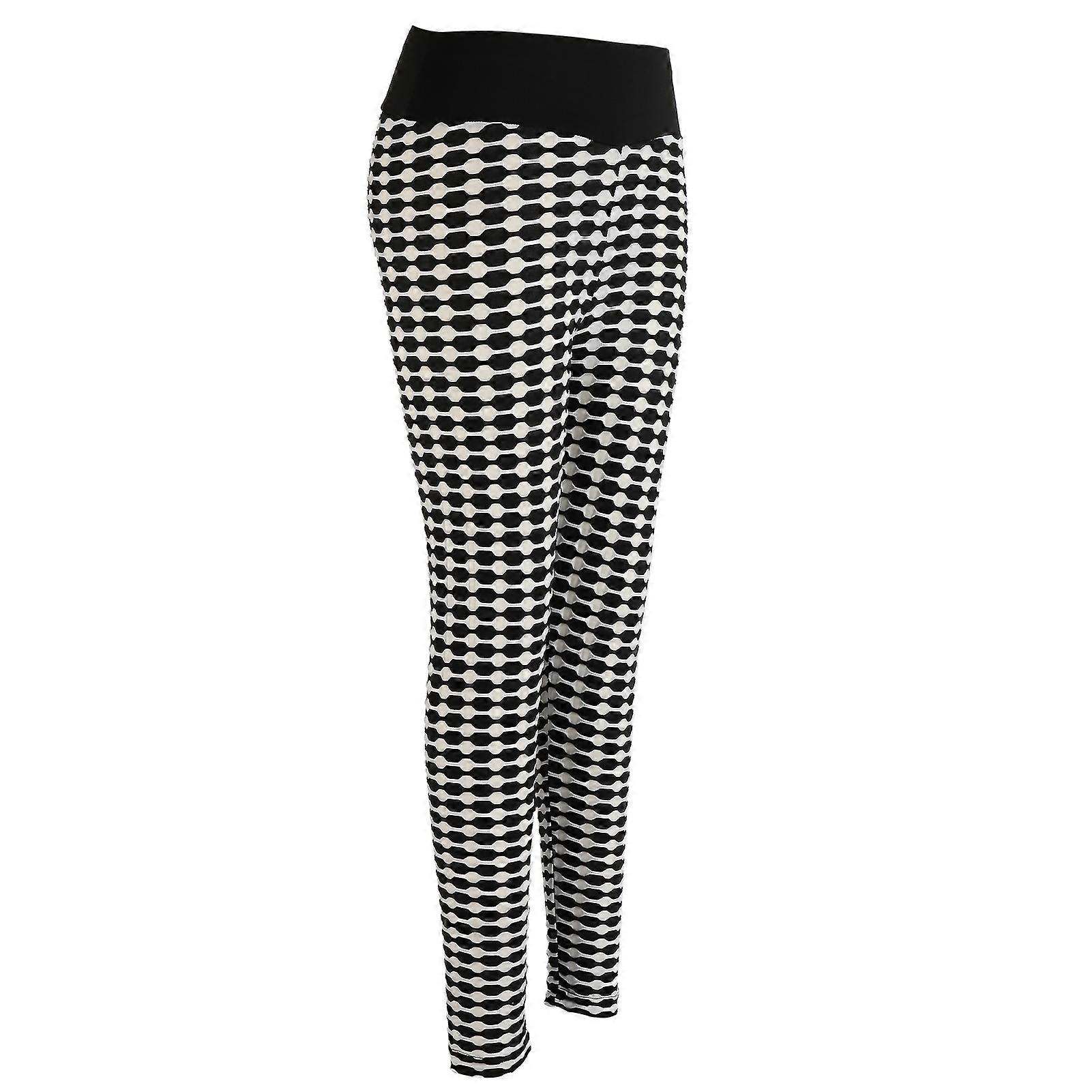 Yoga Pants Butt Lifting Elastic High Waisted Women Leggings Black and White for WorkoutXL