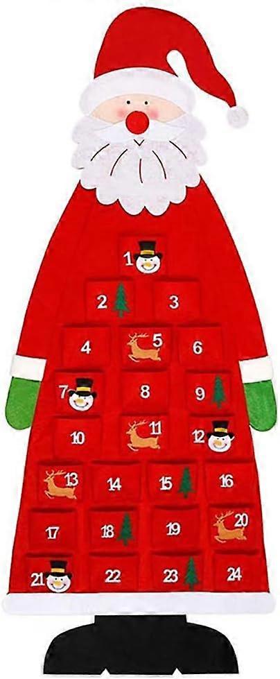 Felt Christmas Tree Advent Calendars for Kids, 24 Day Countdown to Calendar with Pockets Xmas Gifts DIY Ornaments, Red