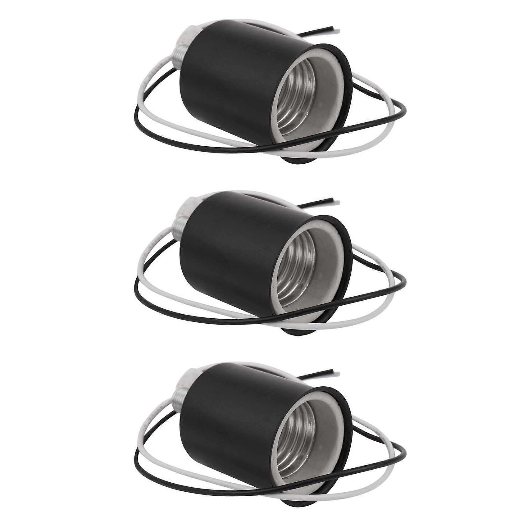 3X E27 Ceramic Screw Base Round LED Light Bulb Lamp Socket Holder Adapter Metal Lamp Holder with Wi