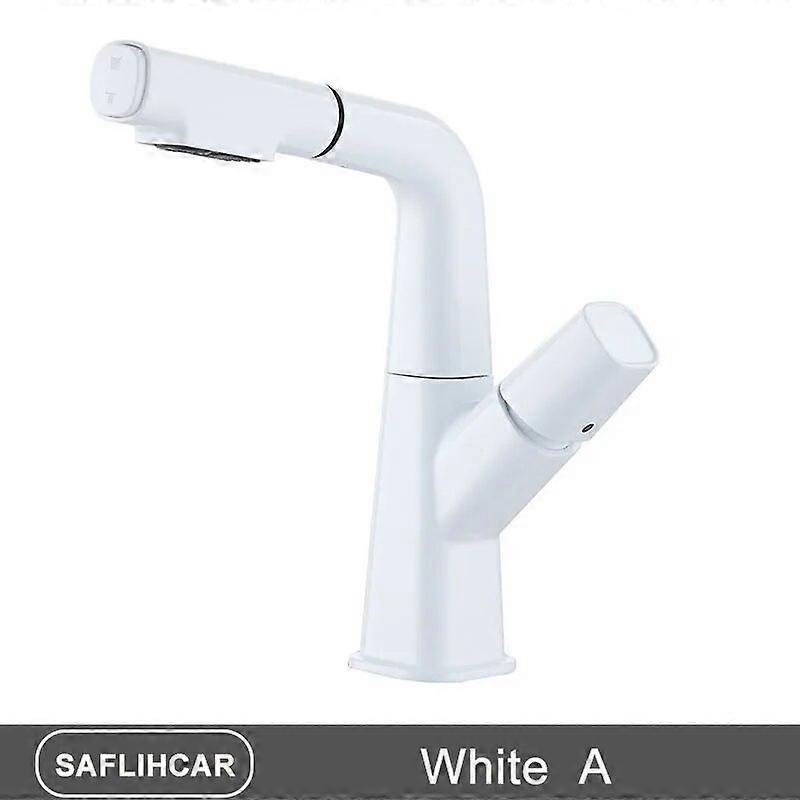Gray Kitchen Sink Faucet 360 Degree Rotating Pull Out Button Key Basin Faucet Single Handle Hot Cold Mixer Tap