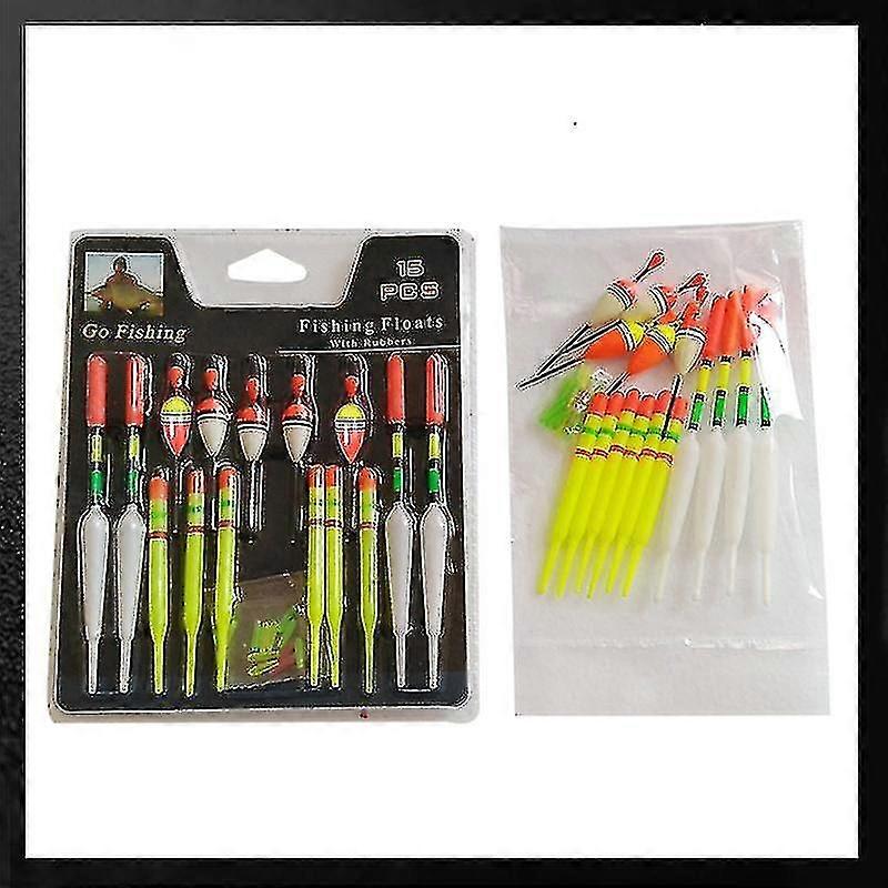 Fishing Floats Set 15pcs Vertical Buoy Sea Assorted Size For Most Type Angling