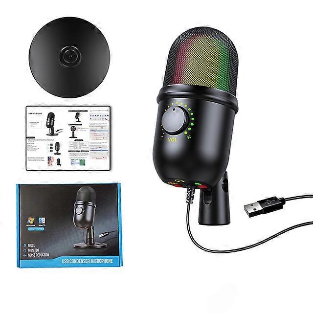 New Design USB Gaming PC Microphone for Streaming Podcasts,RGB Computer Condenser Desktop Mic for YouTube Video