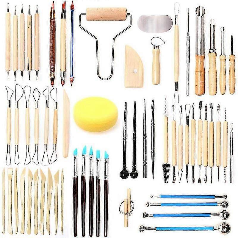 61pcs Outils en céramique Ensemble de sculpture en argile, outils en argile Outils de sculpture en argile