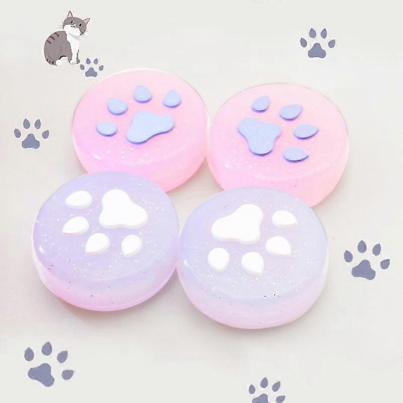 4pcs Cute Glitter Cat Thumb Stick Grip Cap Joystick Soft Protective Case for Switch OLED Joy-con Controller NS LITE Button Cover