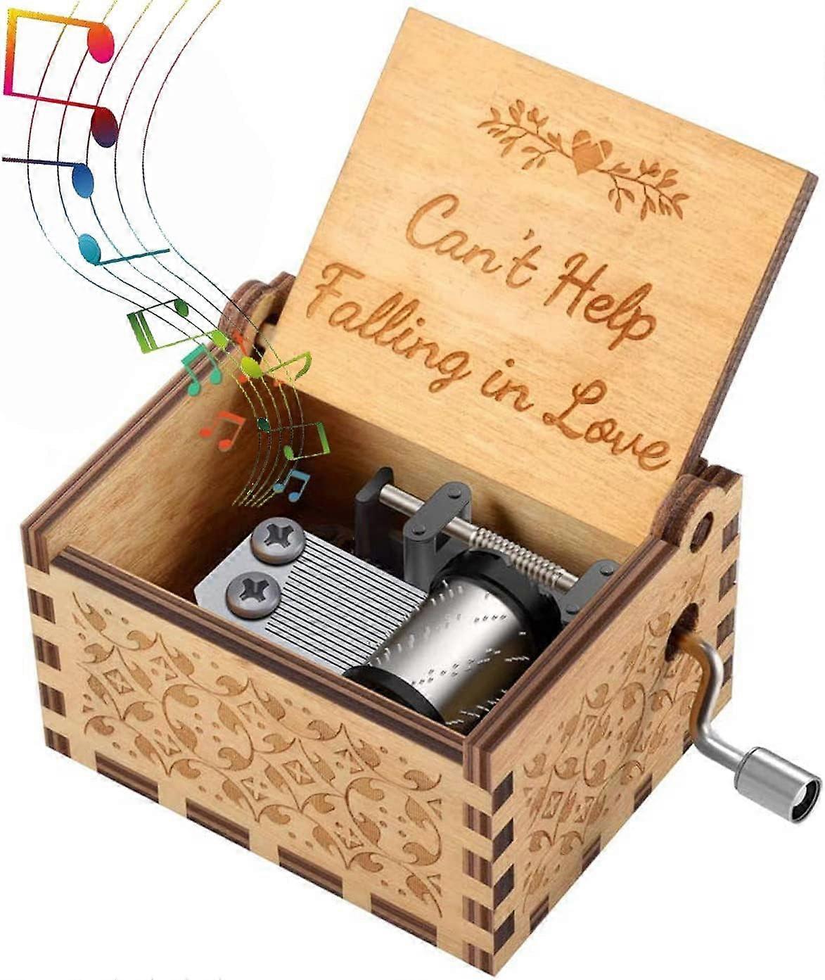 Aiyuego Moms Wooden Music Box You Are My Sunshine a Gift from Daughter and Son to Mom Vintage Laser
