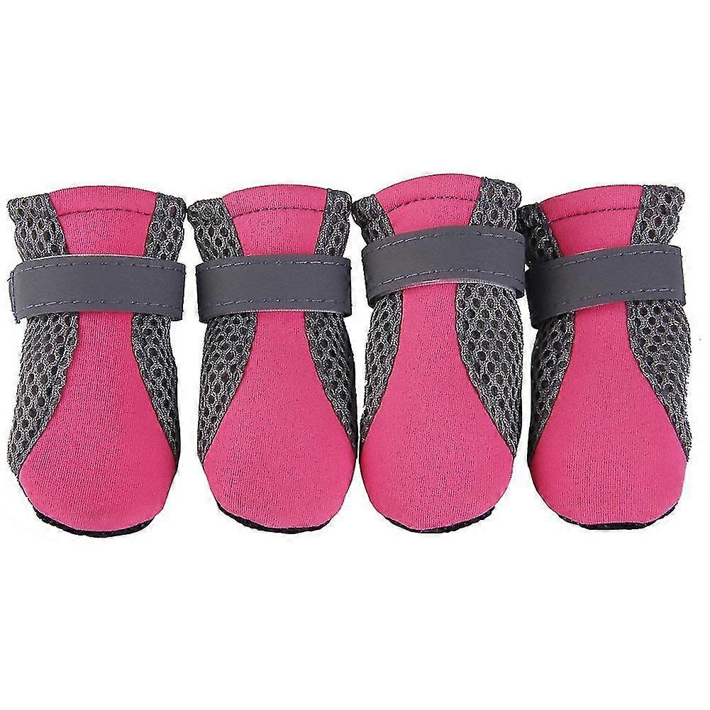4pcs Pet Dog Shoes Non-slip Soft Sole Breathable Mesh Adjustable Straps Boots