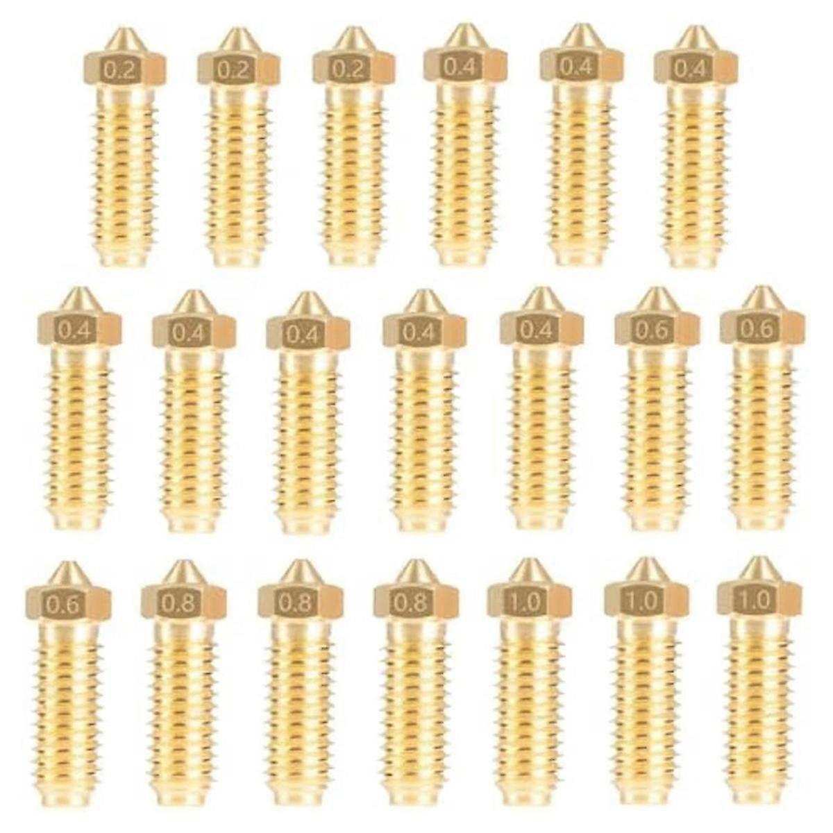 20PCS Barss Nozzles Kit for 3, 3D Printer 8PCS 0.4mm and 3PCS 0.2mm, 0.6mm, 0.8mm, 1.0mm Nozzles Kit