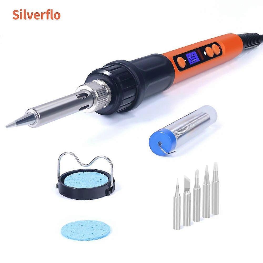 Silverflo Electric soldering iron Kit Set 100W LCD Digital Display Adjustable Temperature Soldering Iron 220V/110V Welding Tools