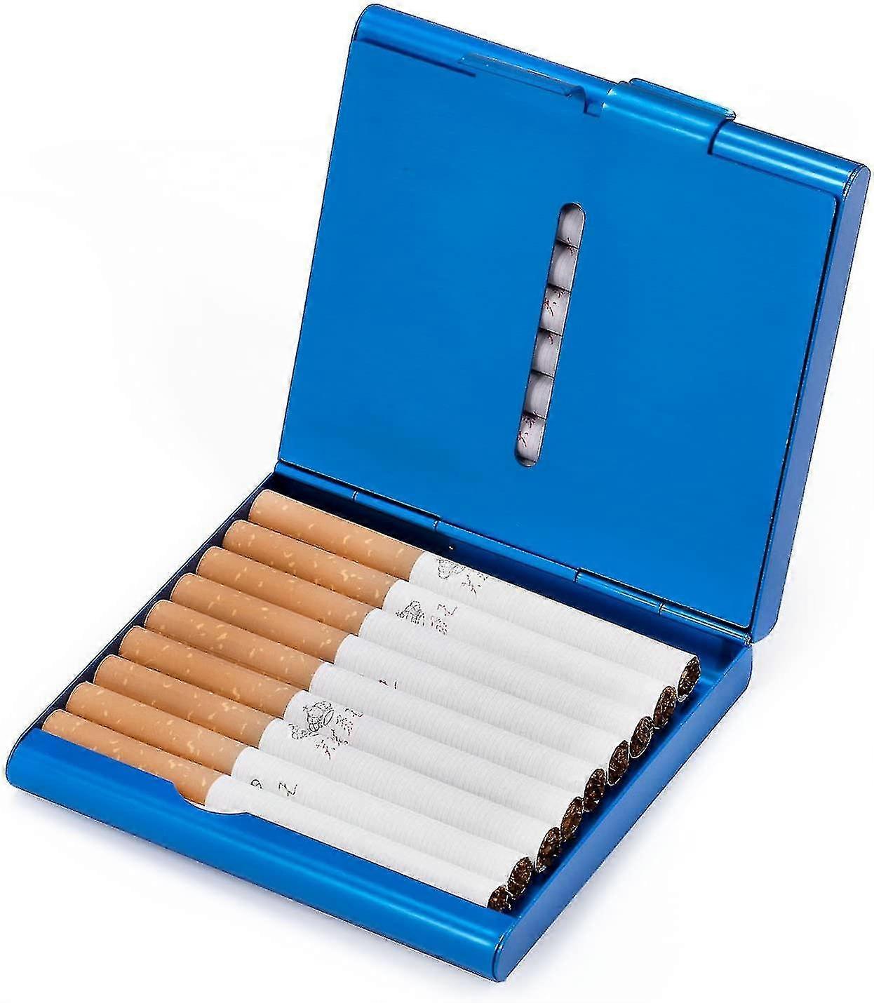 Folio Cigarette Case, Metal Cigarette Case, Can Hold 20 Cigarettes, Blue