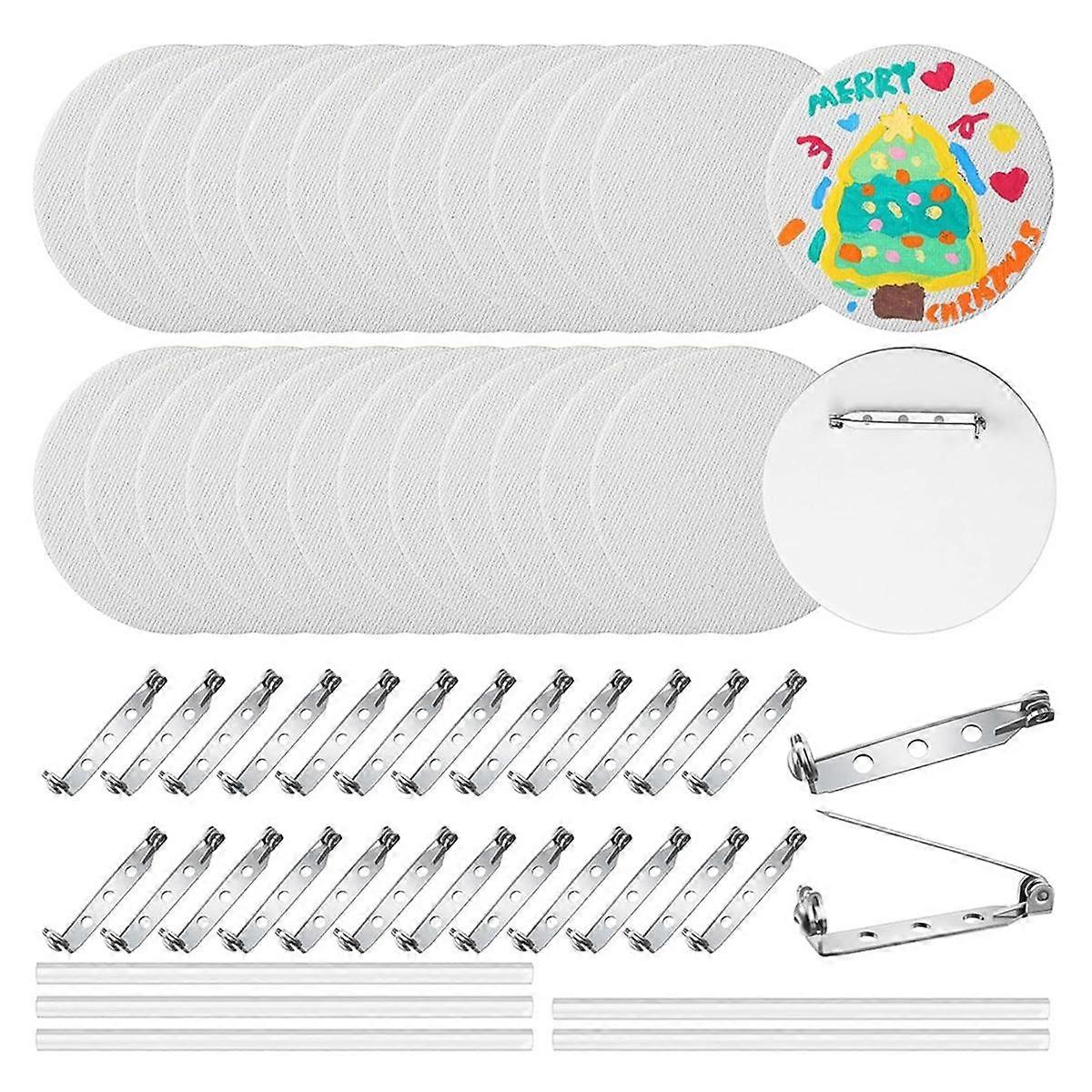 25pcs DIY Pin Buttons Painting Canvas Board Buttons with Pins Make Your Own Pin Button Making Blank