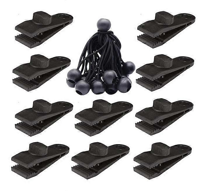 10 Pcs Tent Clip Canopy Clip Reinforced Windproof Clip Large Tent Clip Set With Ten Bungee Ropes