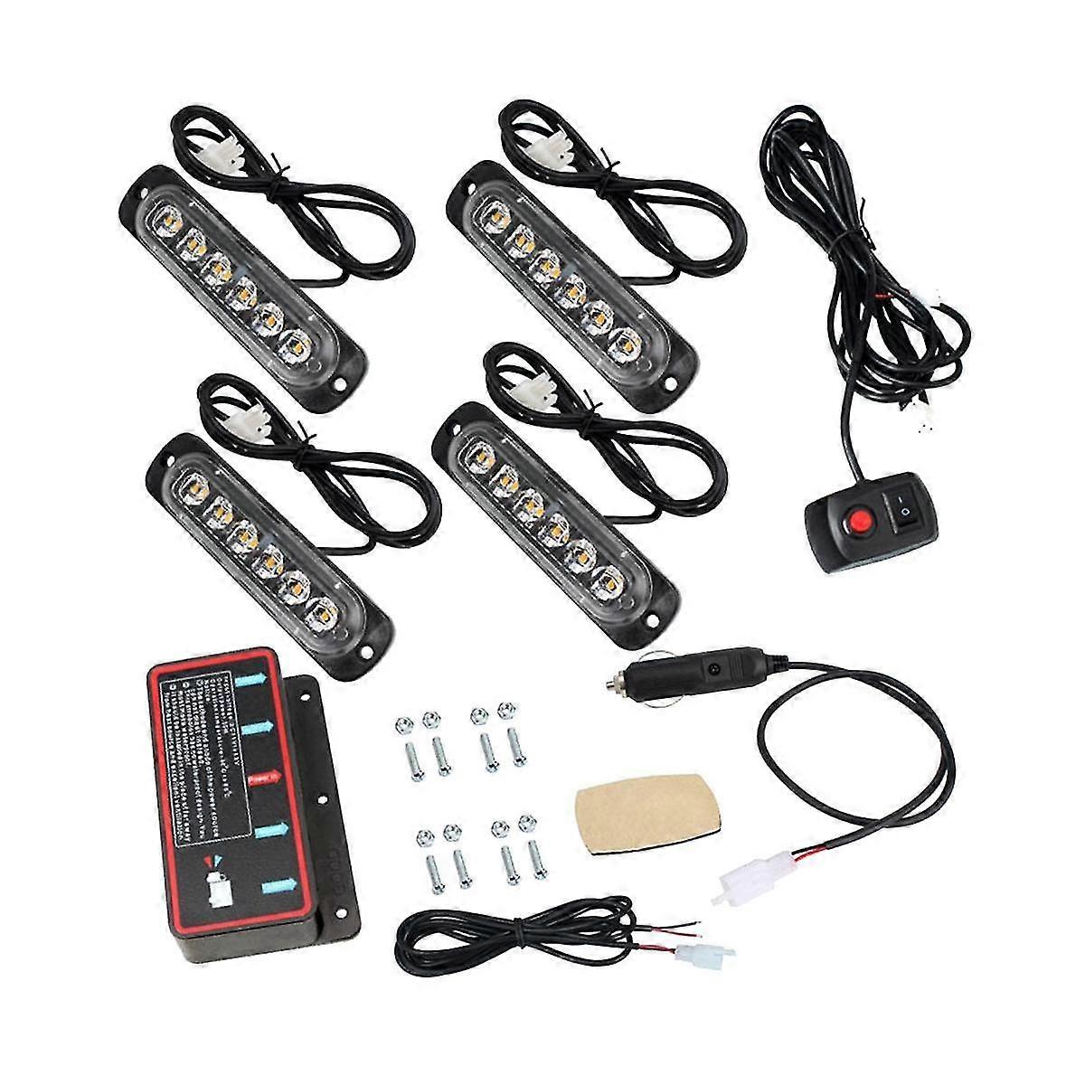 Car Wireless Remote Control 12v One Tow Four In 24led High-power Emergency Lights C