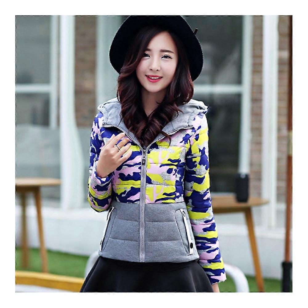 Light Thin Down Coat Hoodied Camouflage Short