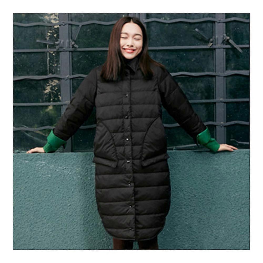 Middle Long Down Coat Woman Contrast Color Thin Light