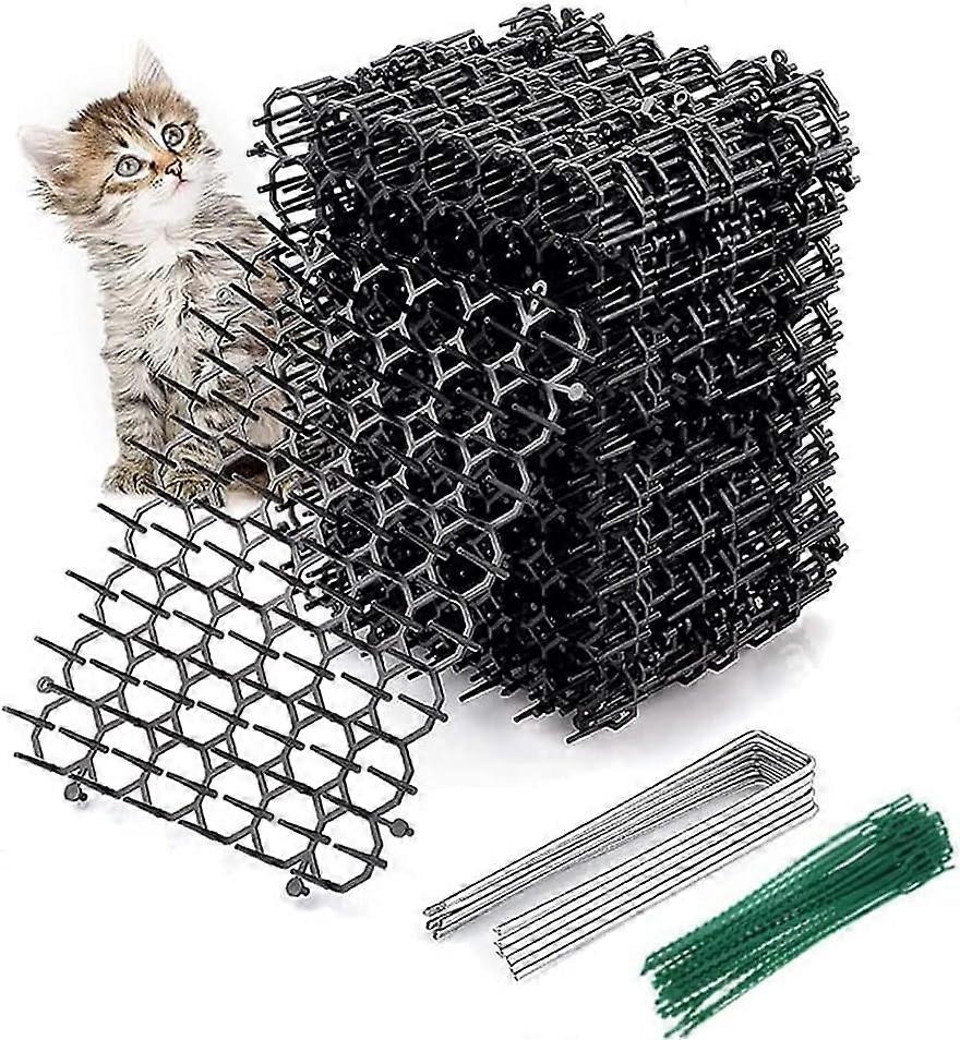 12 Pack Cat Deterrent Mat with Spikes, Spike Strip, Cat Pet Repellent Mat, Animal Repellent Mat for Garden, Fence with 12 Spikes and 20 Cable Ties
