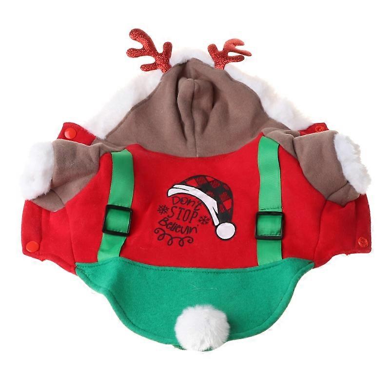 Warm Pet Puppy Clothes Cute Antlers Hoodies Christmas Halloween Cosplay Funny Dog Party Costume