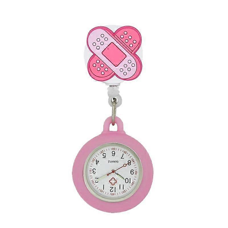 Cartoon Red Cross Retractable Badge Reel Pocket Watches for Nurse with Colourful Silicone Case for Medical Workers