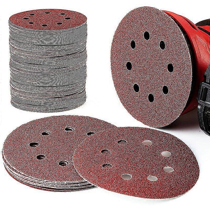 125mm 60 80 100 120 240 Sanding Discs Round Shape Polishing Sheet 8 Holes Round Shape100cps