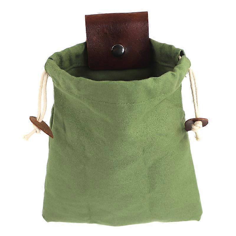Foraging Bag, Collapsible Bushcraft Bag, Waxed Canvas Foraging Pouch(Leather Army Green)
